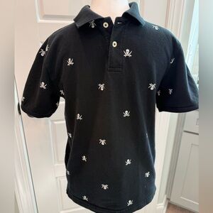 Cherokee Black Polo with White Skull Embroidery Kids Size L